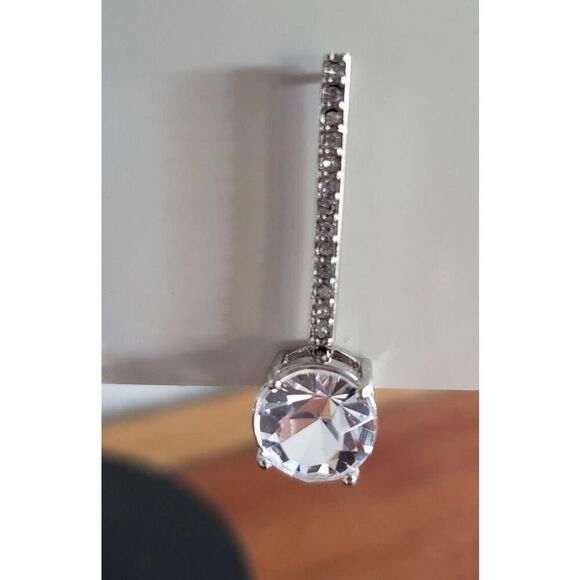 kate spade Clink of Ice Linear Earrings Silver/ Clear Drop NWT Formal Wedding - Picture 7 of 8